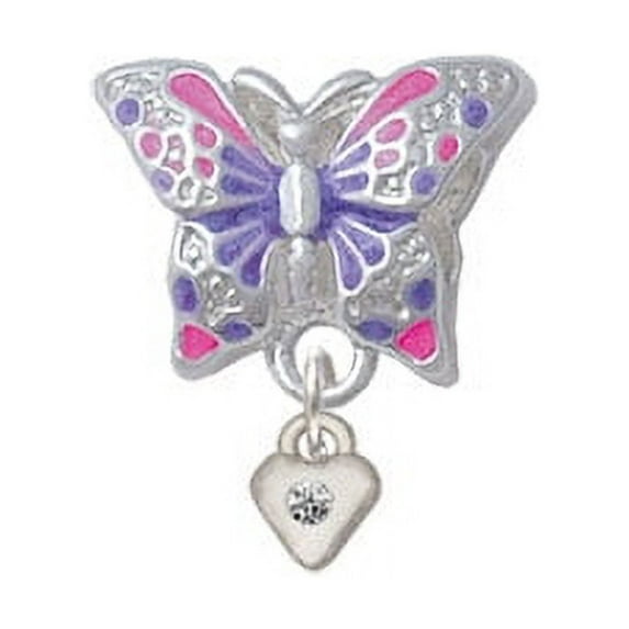 Mini Clear Crystal Birthday Crystal Heart - Butterfly Charm Bead
