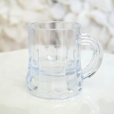 Mini Clear Plastic Beer Mug Shot Glasses, 1.75" Tall (12 Count)