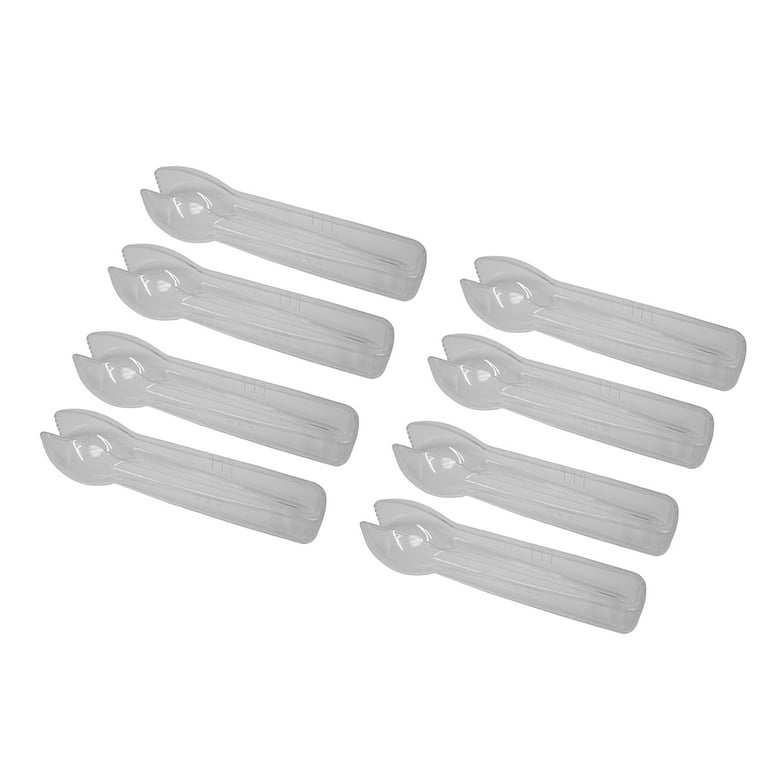 8pc Small Clear Plastic Food Serving Tongs Set Disposable Party Utensil Supply 8pc Small Clear Plastic Food Serving Tongs Set Disposable Party Utensil Supply