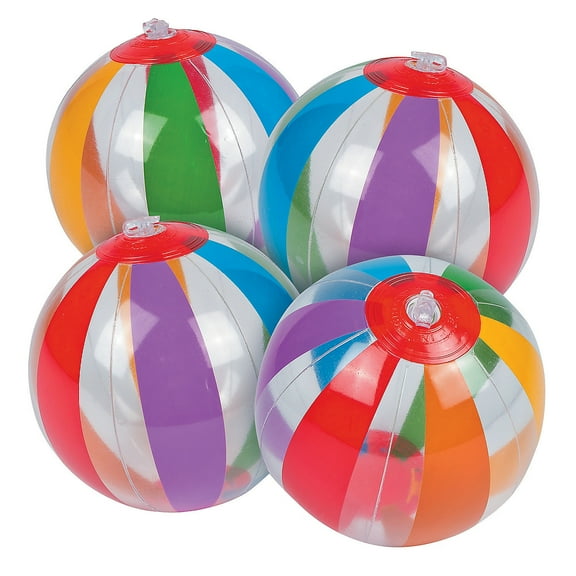 Mini Clear Rainbow Beach Balls (5") - Party Favors - 12 Pieces