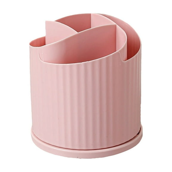 Mini Clear Rotating Makeup Brush Organizer, Compact Desktop Lipstick and Stationery Storage Cup, Portable Vanity Tidy for Desk Supplies with 360-Degree Spin