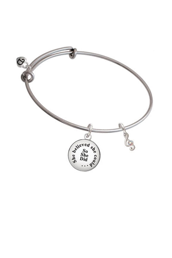 Mini Clef with AB Crystal She Believed She Could Bangle Bracelet