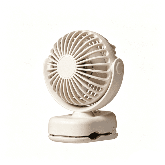Mini Clip-On Fan ,Portable Fan for Carrier & Stroller,Ultra-Light 0.23 lb, Narrow Gap Design, Rechargeable 3-Speed Portable Fan, Essential Gear for Beach Vacation & Travel, for Boys & Girls - Beige
