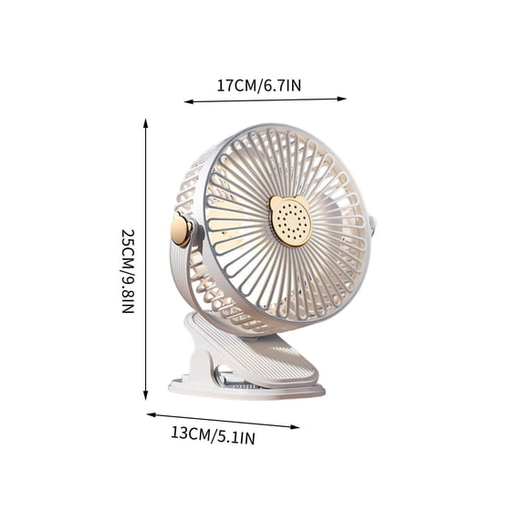 Mini Clip On Fan, Portable Rechargeable Personal Fan with Strong Clamp, Cute Desk Cooler for Bed Pet Carriers Travel Outdoor C