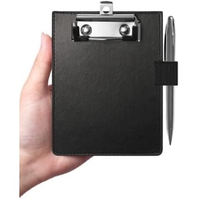 Mini Clipboards 4"x6", Small Clipboards with Pen Holder, Faux Leather Memo Pocket Clipboard for Receipts & Small Notepads, for Teachers Golfers Drivers(Black)