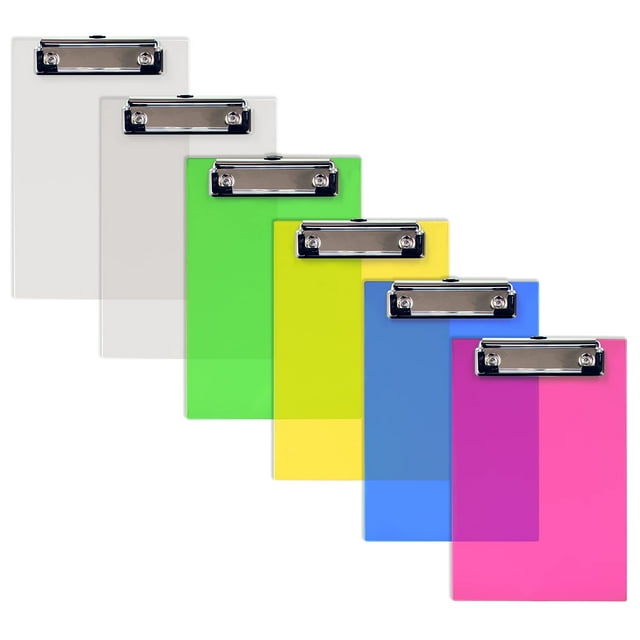 Better Office Products Mini Clipboards (6pack), 5.3"x8", Assorted