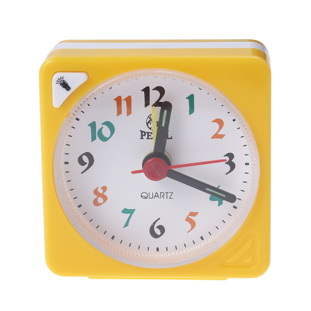 Mini Clock Square Plastic Quartz Alarm Clock Portable Lightweight