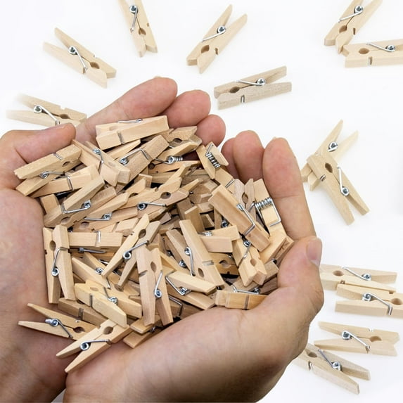 Mini Clothes Pins, 260 PCS Small Wooden Clothes Pin with Jute Twine, Clothespins, Clothes Pins for Photos Crafts DIY Project