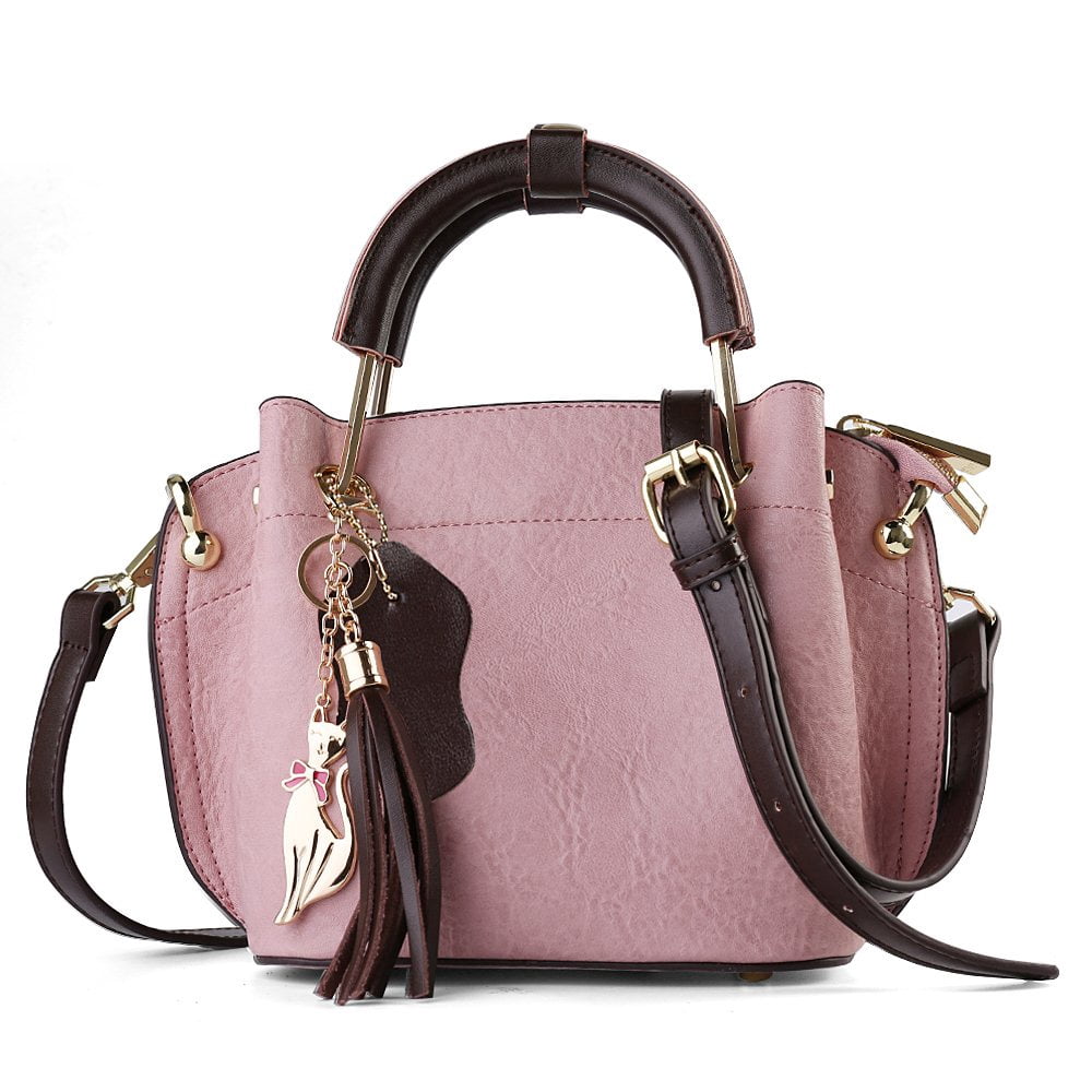 Mini Clova Women's Fashion Geniune Leather Top Handle Satchel Purse