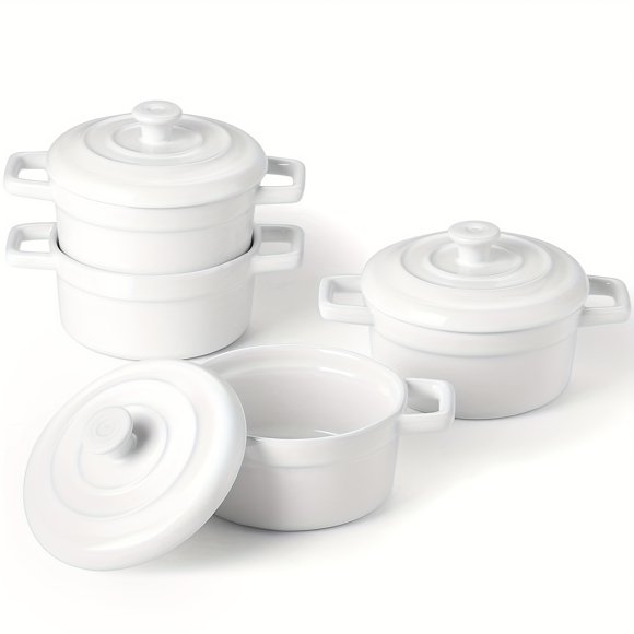Mini Casserole Dishes for Oven and Storage in White and Glass Colors