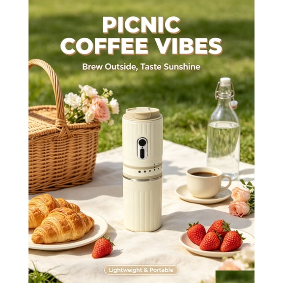 Mini Coffee Maker, Portable USB-C Travel Coffee Brewer Compact Single Serve Maker, Small Personal Coffee Machine Lightweight Travel Brewer, Portable Coffee Maker Travel Office Camping Home Desk Use