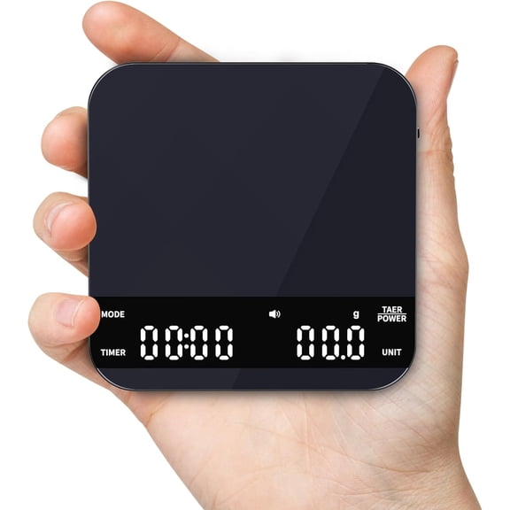 Mini Coffee Scale with Timer, Rechargeable Espresso Scale, 2kg/0.1g Accurate Scale for Espresso and Pour-Over Coffee, Portable Digital Kitchen Scale with 3 Brewing Modes