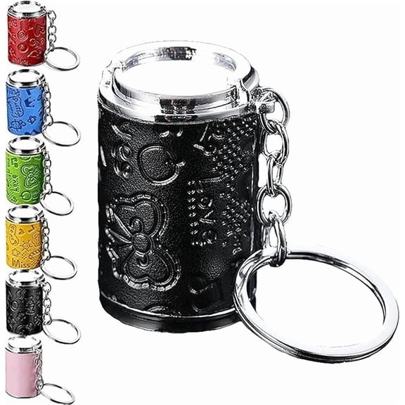 Mini Coin Bank Keychain with Spring Clip, 2-in-1 Leather Metal Change Organizer, Portable Fidget Token Holder for Backpack Belt Loop & Shopping (Black-1pcs)