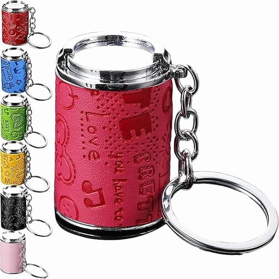 Mini Coin Bank Keychain with Spring Clip, 2-in-1 Leather Metal Change Organizer, Portable Fidget Token Holder for Backpack Belt Loop & Shopping (Red-1pcs)