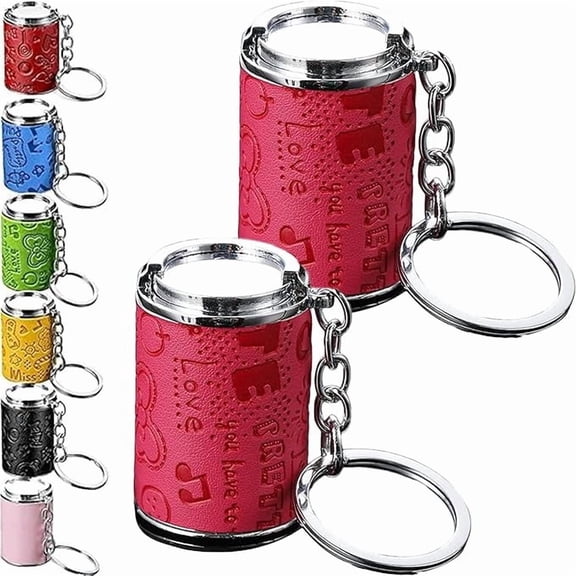 Mini Coin Bank Keychain with Spring Clip, 2-in-1 Leather Metal Change Organizer, Portable Fidget Token Holder for Backpack Belt Loop & Shopping (Red-2pcs)