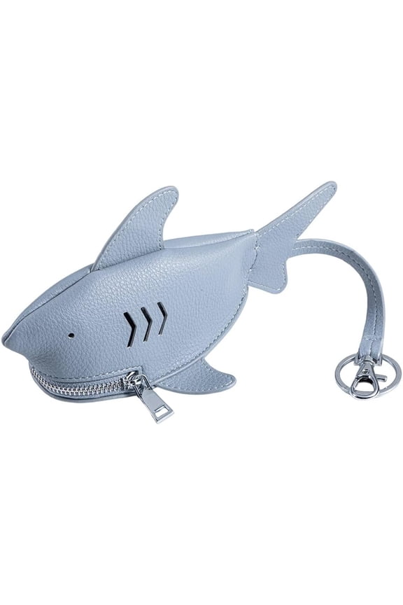 Mini Coin Purse Keychain, Cute Shark Zipper Pouch – PU Leather Small Coin Wallet for Women, , Keys & Travel(1pcs-blue)