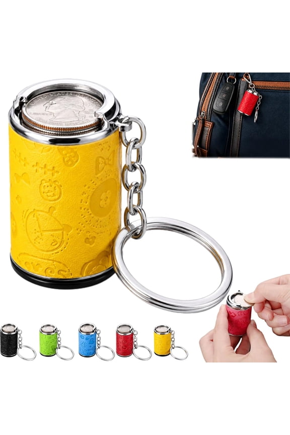 Mini Coin Storage Keychain, 2-in-1 Portable Coin Holder & Fidget Coin Bank for Quarters, Secure Snap Closure Pocket Coin Bank for Keys & Bags, Small Change Organizer Gift