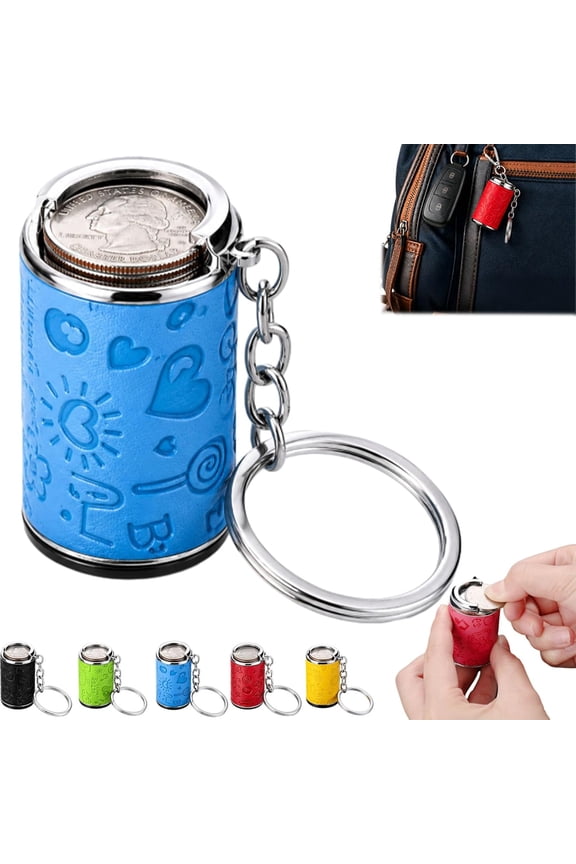 Mini Coin Storage Keychain, 2-in-1 Portable Coin Holder & Fidget Coin Bank for Quarters, Secure Snap Closure Pocket Coin Bank for Keys & Bags, Small Change Organizer Gift