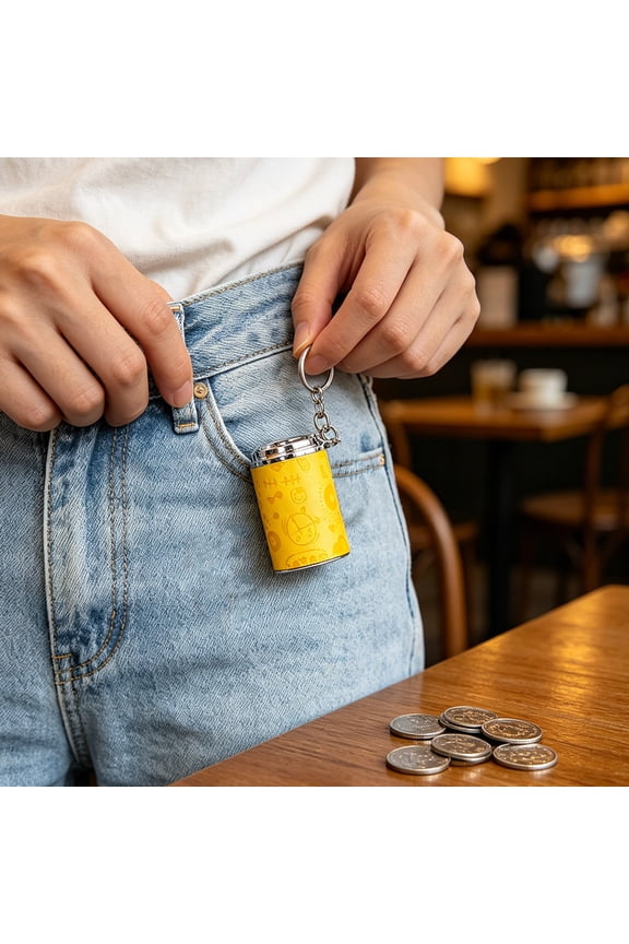 Mini Coin Storage Keychain, 2-in-1 Portable Coin Holder, Loose Change Container with Secure Snap Closure, Pocket Coin Bank
