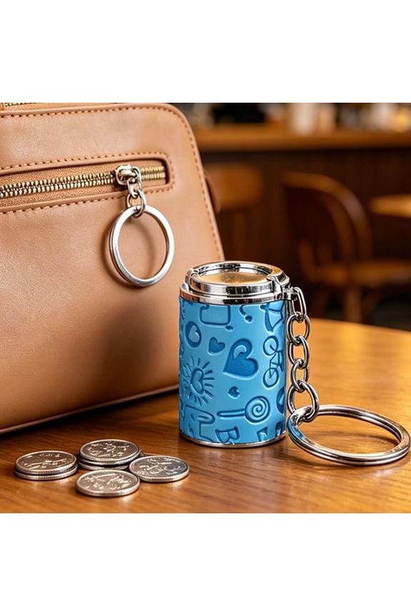 Mini Coin Storage Keychain, 2-in-1 Portable Coin Holder, Loose Change Container with Secure Snap Closure, Pocket Coin Bank