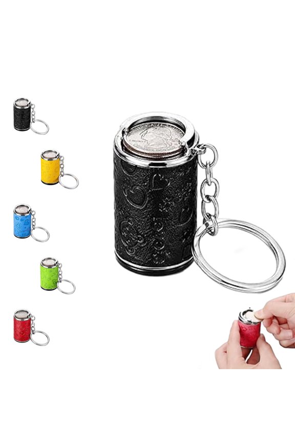 Mini Coin Storage Keychain, 2-in-1 Portable Coin Holder, Loose Change Container with Secure Snap Closure