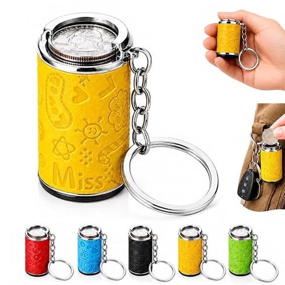 Mini Coin Storage Keychain, 2-in-1 Portable Compact Coin Holder Pouches, Loose Change Container with Secure Snap Closure and Keyring Loop For Car Tolls