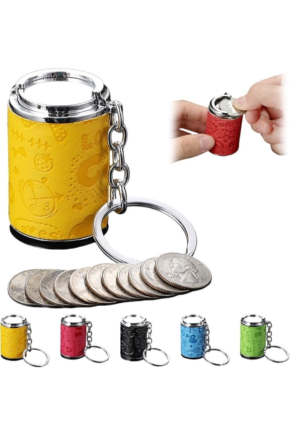 Mini Coin Storage Keychain, Mini Coin Bank, 2-in-1 Fidget Stress Relief & Portable Coins Storage with Secure Snap Closure