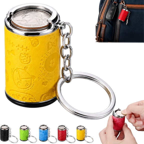 Mini Coin Storage Keychain, Portable Coin Holder & Fidget Coin Bank with Snap Closure for Keys & Bags