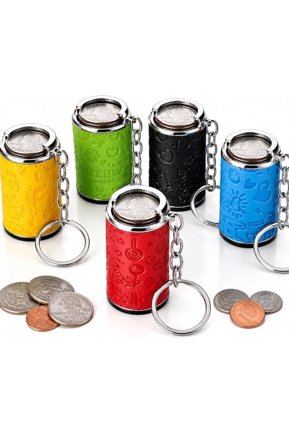 Mini Coin Storage Keychain, Portable Coin Holder & Fidget Coin Bank with Snap Closure for Keys & Bags