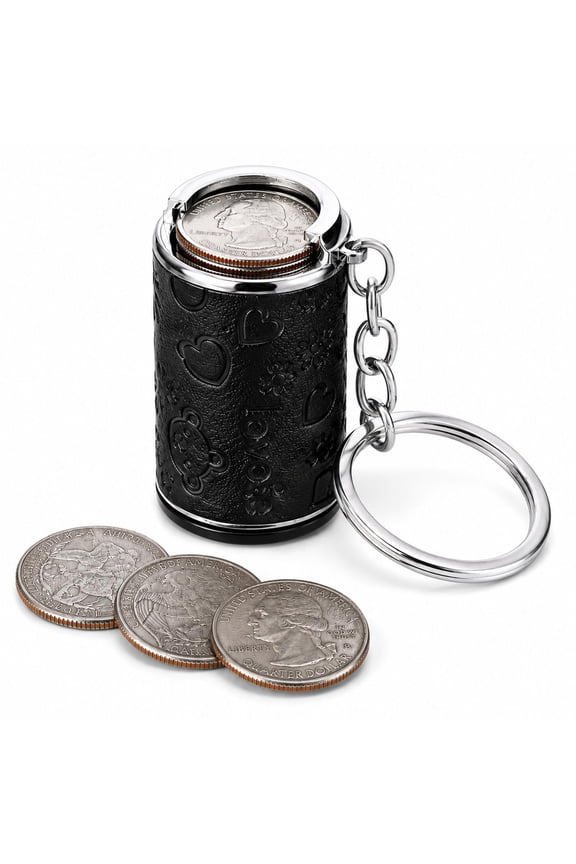 Mini Coin Storage Keychain, Portable Coin Holder & Fidget Coin Bank with Snap Closure for Keys & Bags
