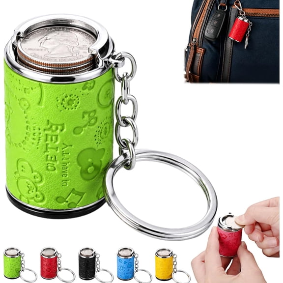 Mini Coin Storage Keychain, Portable Coin Holder & Fidget Coin Bank with Snap Closure for Keys & Bags
