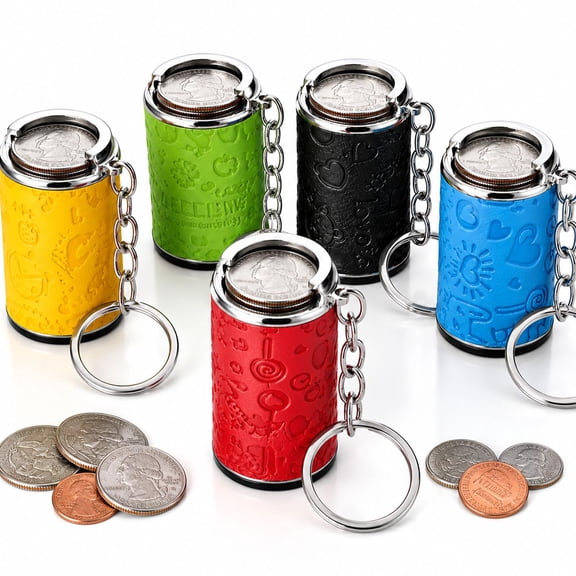 Mini Coin Storage Keychain, Portable Coin Holder & Fidget Coin Bank with Snap Closure for Keys & Bags