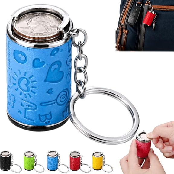 Mini Coin Storage Keychain, Portable Coin Holder with Snap Closure and Fidget Design, Compact Coin Bank for Keys, Bags, Travel and Daily Use