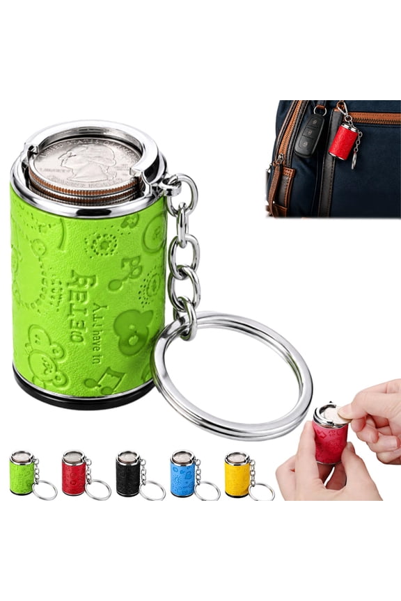 Mini Coin Storage Keychain, Portable Coin Holder with Snap Closure for Keys, Bags and Backpacks