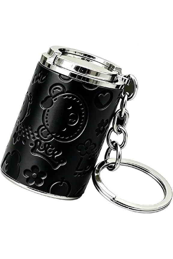 Mini Coin Storage Keychain, Portable Zinc Alloy Change Purse, Spring Loaded Coin Holder for Keys, Holds 21 Quarters(Black)