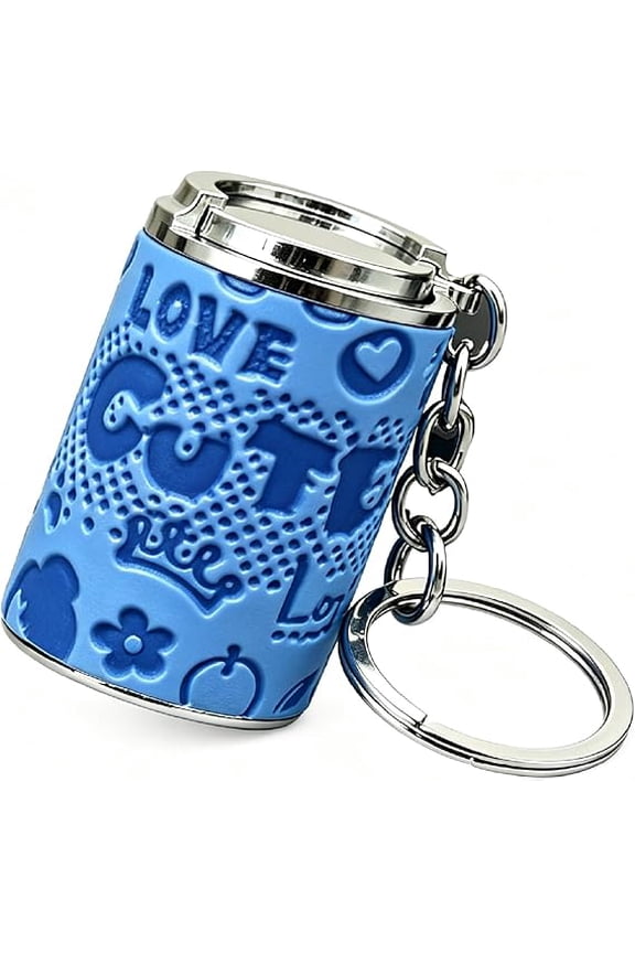 Mini Coin Storage Keychain, Portable Zinc Alloy Change Purse, Spring Loaded Coin Holder for Keys, Holds 21 Quarters(Blue)