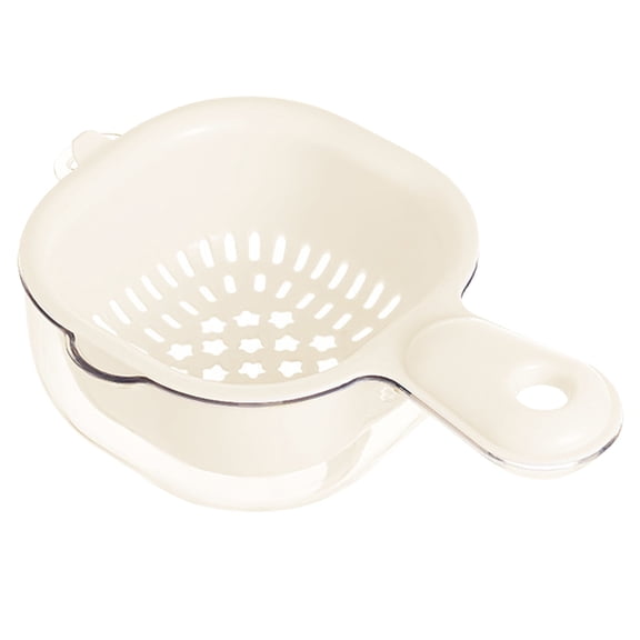 Mini Colander,Double-Layer Draining Basket with Handle,Detachable Fruit Strainer,Plastic Strainer Fruit Colander Storage Container,Fruit Vegetable Washing Food Strainers for Mini Berry,White