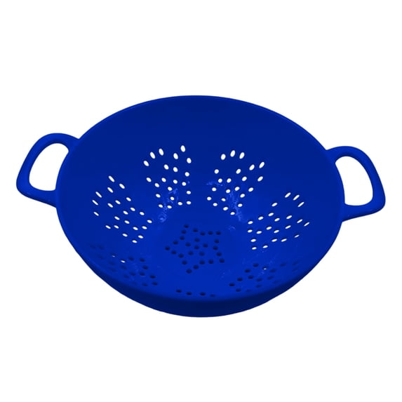 Mini Colander for Kitchen Plastic Berry Strainer with Double Handles 7.5 x 5.9 Inch Small Colander Strainer for Fruits Vegetables Food,Dark Blue
