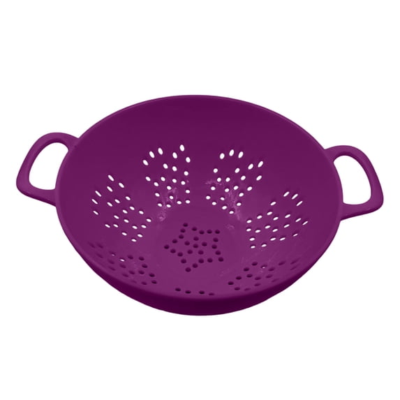 Mini Colander for Kitchen Plastic Berry Strainer with Double Handles 7.5 x 5.9 Inch Small Colander Strainer for Fruits Vegetables Food,Purple