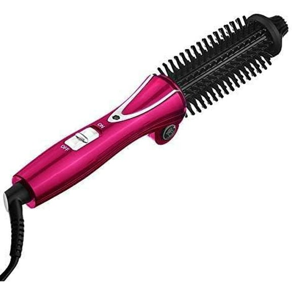 Mini Collaspe Hair Curler, Tangle-Free Curling Iron Brush and Volumizer, Dual Voltage Travel-Friendly Tourmaline Ceramic Ionic Hot Brush Styling Wand(Red)