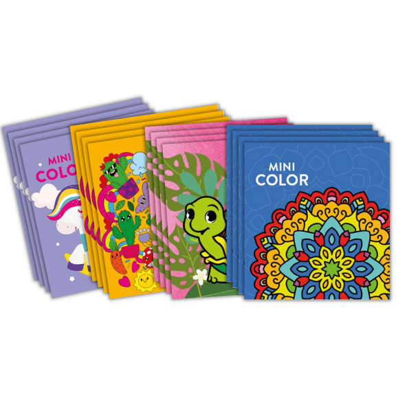 Mini Color 16 Book multi-pack: Kaleidoscope, Turtle, Collage, and Unicorn, 16 count