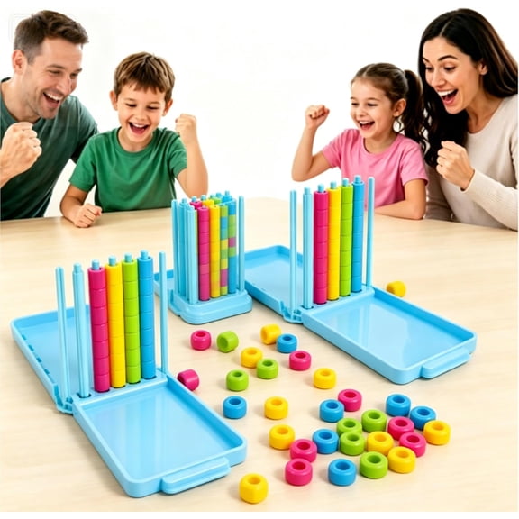 Mini Color Stack Challenge - Portable Brain Teaser Travel Game with 40 Color Rings, Auto-Reset Color Stack Puzzle Game, Color Matching Stacking Puzzle Game, Gift for Home, Classroom and Travel (2PCS)