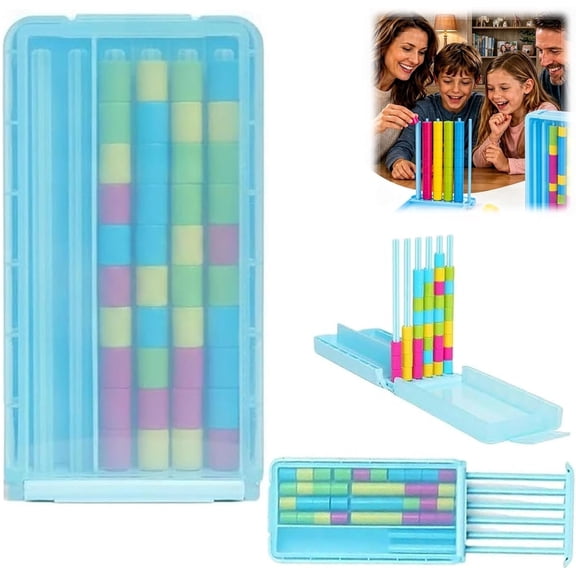 Mini Color Stack Challenge Portable Brain Teaser Travel Game with 40 Color Rings, Compact Stack and Sort Color Ring Challenge,Perfect Fun Gift for Focus and Logic Training (1Pcs)