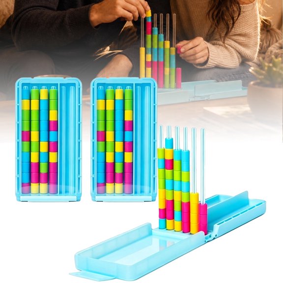 Mini Color Stack Challenge, Portable Brain Teaser Travel Game with 40 Color Rings, Giant Matching Puzzle Quick React Fun Board for Family Night Party Adults