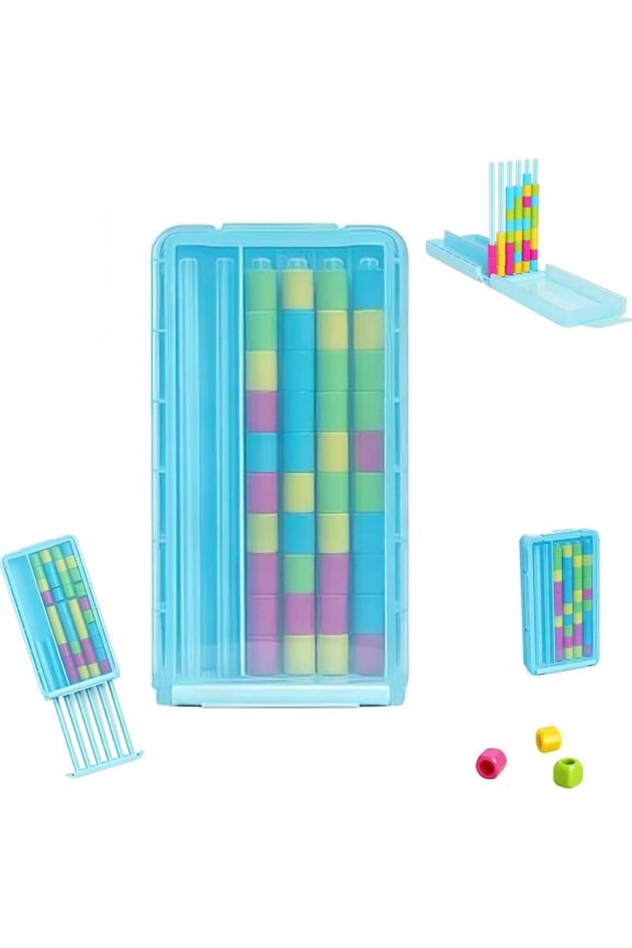 Mini Color Stack Challenge Travel Game with 40 Color Rings, Auto-Reset Color Matching Puzzle, Portable Brain Teaser for Focus, Logic Training, Home