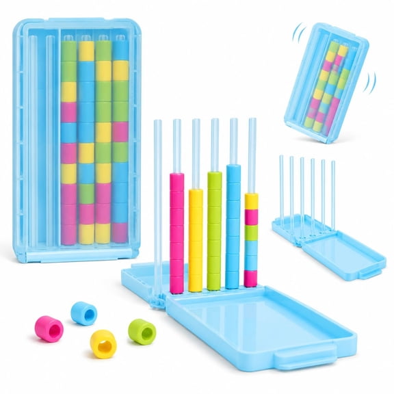 Mini Color Stack Challenge,new 2026 Portable Educational Travel Game Includes 40 Colorful Rings, Making It The Perfect Fun Gift To Improve Concentration and Logical Thinking Skills.
