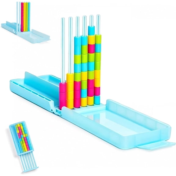 Mini Color Stack Game, Colorstack Challenge Game Travel Size, Fast-Paced Color Match Stacking with 40 Color Rings, for Family Night, party (1pc)