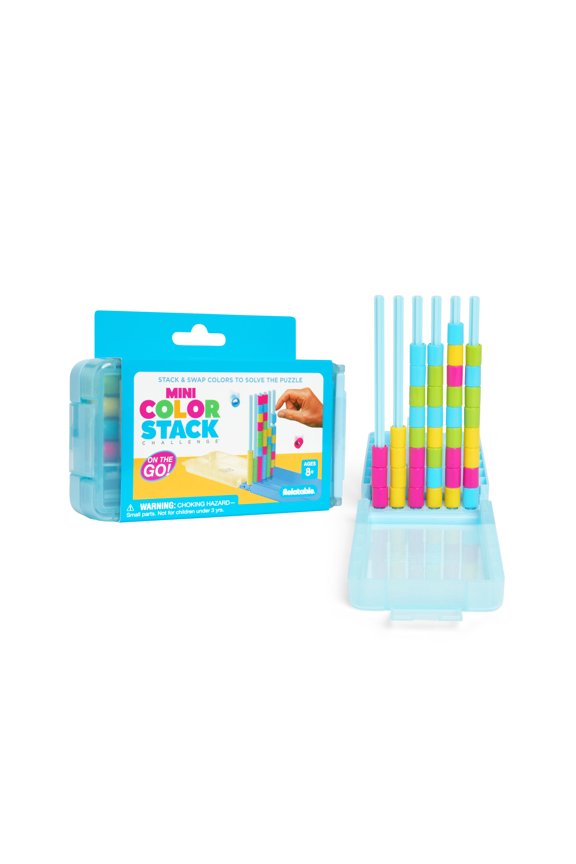 Mini Color Stack Challenge by What Do You Meme? A Solo-Play Travel Games, Includes 1 Travel Case and 40 Rings