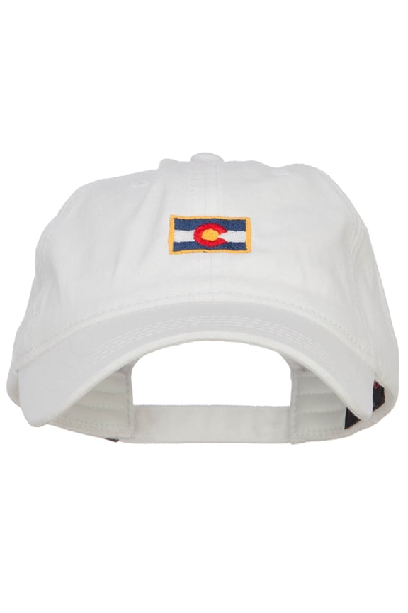 Mini Colorado Flag Embroidered Washed Cap - White OSFM