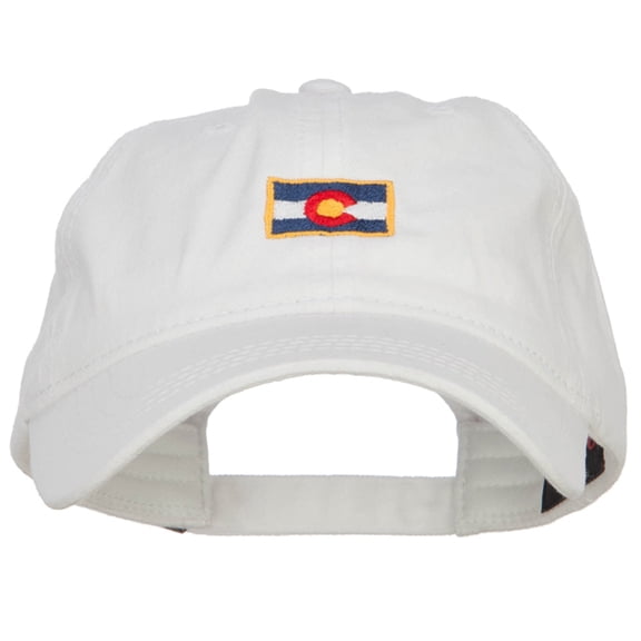 Mini Colorado Flag Embroidered Washed Cap - White OSFM